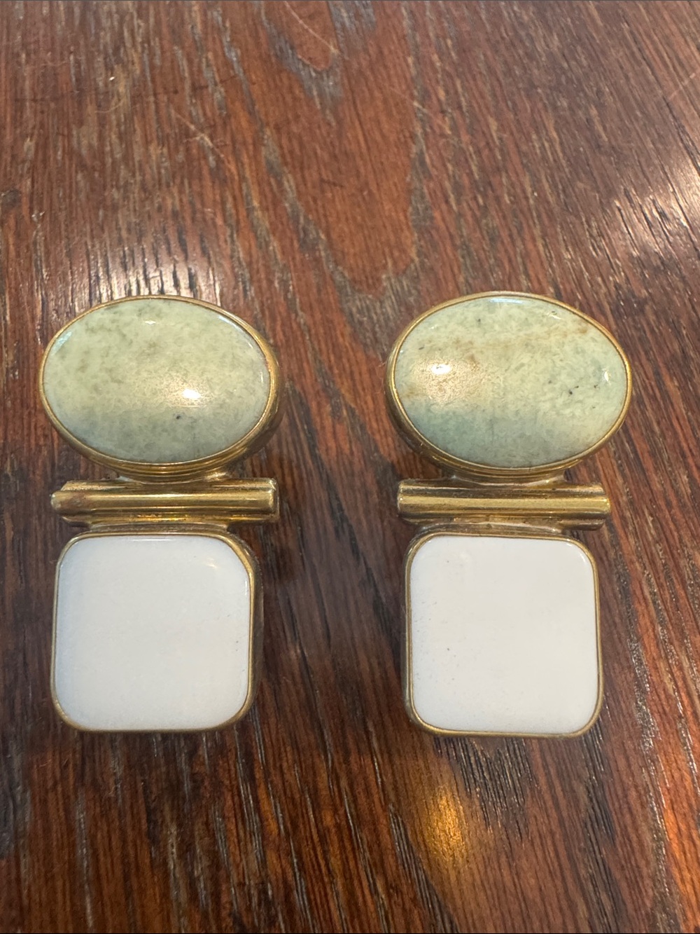 Jan Mclaughlin Earrings - Jade with White Agate